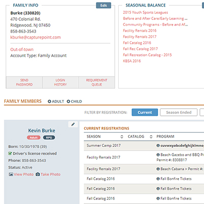 CommunityPass.net family profile page.